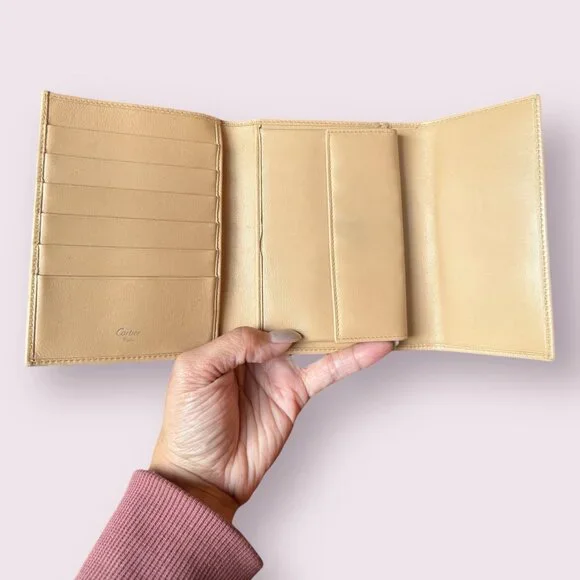 Vintage Cartier Trinity Compact Tri-Fold Wallet | Beige/Tan - Picture 5 of 7